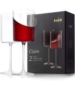 JoyJolt Claire 14oz Red Wine Glass Set Large Glasses Set of 2 Crystal Gl... - £11.78 GBP