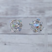 Vintage Clip On Earrings Iridescent Finish Beaded Cluster - £11.59 GBP