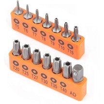 14-Piece Tamper Resistant Star Bits, S2 Alloy Steel, T5 - T40 Security Torx Bit  - £8.96 GBP