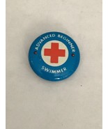 Vintage Red Cross Swimmer Lapel Button Pin Advanced Beginner Swimmer - £3.90 GBP