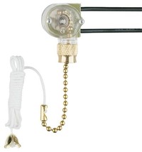 Brass Pull Chain SWITCH Ceiling Fan Light Lamp SHINE TOP 3A 250VAC NSi 7... - £20.23 GBP