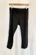 Lululemon Hit It 21’ Crop Black Women 8 Mesh Calf Reflective Stripe Wick... - $19.99