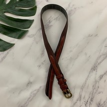 Womens Vintage Unbranded Leather Belt Size S Brown Double Layered Brass ... - $18.80