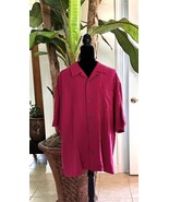 Tommy Bahama Short Sleeve Shirt, Mens XL, Dark Raspberry, Solid, 100% Silk - $471.04 MXN