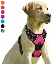 Barkbay No Pull Dog Harness Front Clip Heavy Duty Reflective, Pink, XL - £25.52 GBP