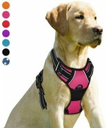 Barkbay No Pull Dog Harness Front Clip Heavy Duty Reflective, Pink, XL - £25.16 GBP