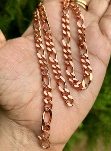 Collar de cadena FIGARO de cobre puro de 20 pulgadas, joyería de cobre curati...