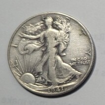 1941 Walking Liberty Half Dollar Silver .900 standard circulation coin - €16,27 EUR