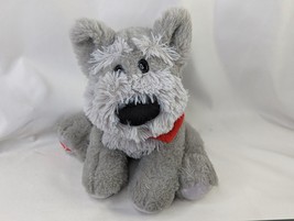 Fiesta Gray Dog Plush 9 Inch Puppy Sitting xoxo Scarf Stuffed Animal Toy - £7.40 GBP