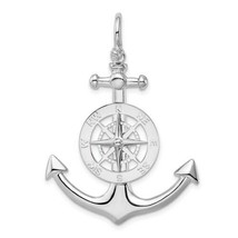 NEW REAL Sterling Silver Polished 3D Large Anchor with Compass Pendant - £200.52 GBP