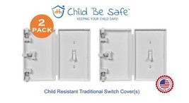2-Pack Child Be Safe Child and Pet Proof WHITE Light Switch Safety Cover... - £18.95 GBP