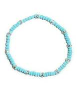 Light Blue Glass Beaded Stretchy Anklet with Silver Alloy Gem Spacers - €5,10 EUR
