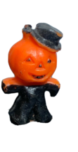 Vintage Gurley Pumpkin Man Scarecrow Halloween Candle Orange Black - £10.90 GBP