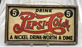 PEPSI COLA 5 Cent Wood Sign Reproduction Great Colors  16X9 Vintage Rustic Look - $14.11