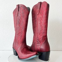 Lane OFF THE RECORD Womens Red Cowboy Boots 11 Leather Western Snip Toe 15&quot; Tall - $237.60