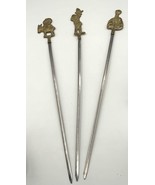 Vintage Turkish Meat Skewers Lot 3 Shish Kabobs Brass Figures Greek Meta... - $26.44 CAD