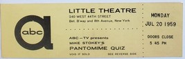 Mike Stokey&#39;s Pantomime Quiz  ABC Little Theater Ticket Stub jJuly 20 1959 - £10.19 GBP