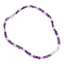 Natural Amethyst Moonstone Gemstone Mix Shape Smooth Beads Necklace 17&quot; UB-6210 - £7.85 GBP