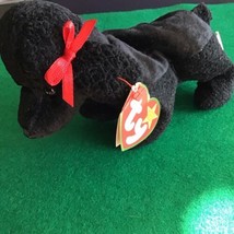 Rare &quot;GIGI The Black Poodle Dog&quot; 1997 TY Beanie Baby w/ Tag Errors RETIRED - £311.13 GBP