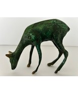 Brass MCM Large Doe Statue; 4.5&quot; long x 4&quot; tall. Green Oxidized Finish. - €33,25 EUR