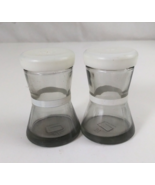 Vintage 1970s MCM Hourglass Clear Smokey Glass Salt &amp; Pepper Shakers - $19.11 CAD