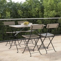 Folding Bistro Chairs 4 pcs Grey Poly Rattan and Steel - £90.93 GBP