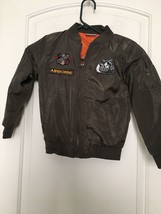 FASHION Boys Black Full Zip Flight Jacket Coat &quot;AIRBORNE&quot; Size 8 - $38.41
