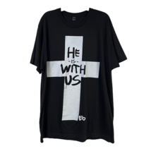 Tultex T-Shirt Religious He is With Us Love &amp; The Outcome Graphic Tee Si... - £14.30 GBP