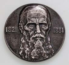 1821-1881 Fiódor Dostoevsky Plateado Medalla 40mm Ancho - $494.98