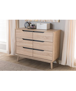 Zariah Two-Tone Oak and Gray Wood 6-Drawer Dresser - €273,93 EUR