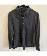 TED BAKER LONDON Long Sleeve Button Up Heather Charcoal Contrasting Trim... - $41.01 CAD