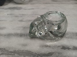 Clear Glass Cat Tea Light Holder, Vintage Cat Decor, Quirky Candle Holde... - $12.87