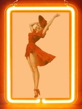 Vintage Pin up Girl Red Suits Hub Bar Display Advertising Neon Sign - £63.94 GBP