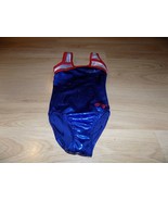 Size CSM Child Small Alpha Factor Foil Gymnastics Leotard Leo Blue Red S... - £22.38 GBP