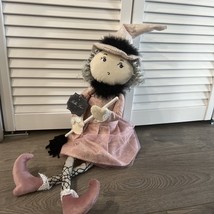 Bella Lux Halloween Witch Shelf Sitter Doll Pretty In Pink Fabric Dress - £17.17 GBP