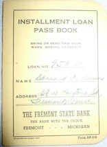 Vintage Fremont State Bank Installment Loan Pass Book 1956 Fremont MI - $3.99