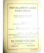 Vintage Fremont State Bank Installment Loan Pass Book 1956 Fremont MI - $5.47 CAD
