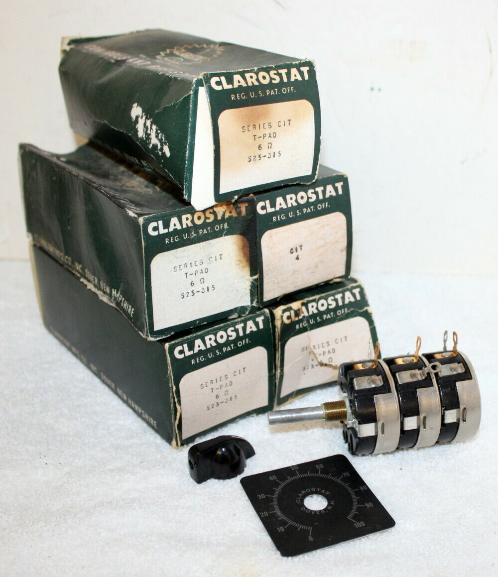 5 Clarostat Series CIT 3-Gang T-Pad 6 Ohm Potentiometers 525-315 w/ Knob... - $199.99