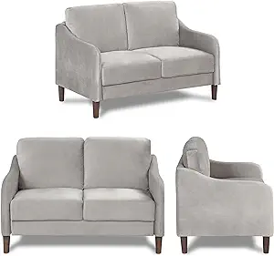 Furniture of America Diana Mid Century Modern Velvet Loveseat with Solid... - $499.99