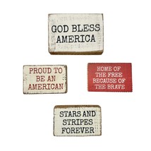 Primitives by Kathy Set of 4 Small Patriotic Americana Wooden Block Signs NWT - £14.86 GBP