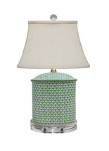 Oval Green Scale Table Lamp 19.5 - £215.01 GBP