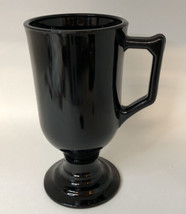 Coffee Cup Black Glass On Footed Pedestal - £7.18 GBP