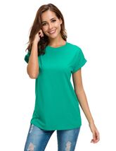MSHING Women's Simple Crew Neck Loose Lake Green T-Shirt Size L - $95.14 MXN MSHING Women's Simple Crew Neck Loose Lake Green T-Shirt Size L - $95.14 MXN