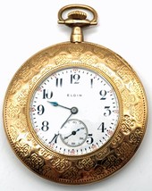 Thin Elgin Pocket Watch Grade 418 Size 30s in Wadsworth Pilot 25 Years Gold Fill - £103.11 GBP