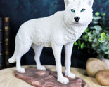 Ebros Gift Realistic Winter Hunter Tundra Snow White Albino Wolf Statue ... - $35.99