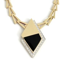 Authenticity Guarantee 
Vintage Black Onyx Diamond Geometric Pendant Nec... - £2,906.59 GBP