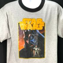 Star Wars Vader McQuarrie Art L Retro Ringer T-Shirt sz Large Mens Gold ... - $24.03