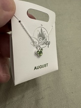Disney Parks Mickey Mouse Faux Peridot August Birthstone Necklace Silver Color  image 6