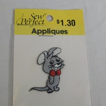 Mouse Red Bow Tie Applique Sew Perfect Embroidered Patch New Old Stock 1.5&quot;x1&quot; - £2.35 GBP