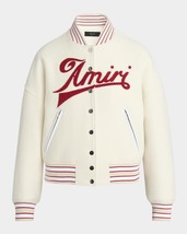 DSharks &quot;Amiri Script&quot; Varsity Jacket – Cream &amp; Red Women&#39;s Edition - $3,557.09 MXN+
